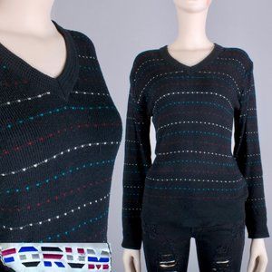 S/M Vintage 80s Thin Spotted Electro Nerd Sweater